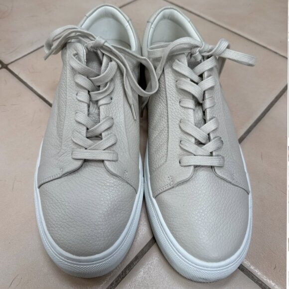 Reiss Leather Tumbled Trainers, Off White in Size 10 - Picture 5 of 10